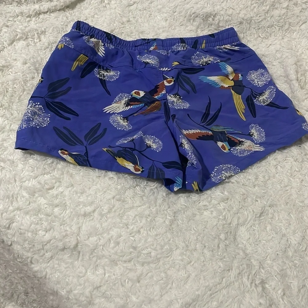 Patagonia Blue Parrot Print Shorts for kids